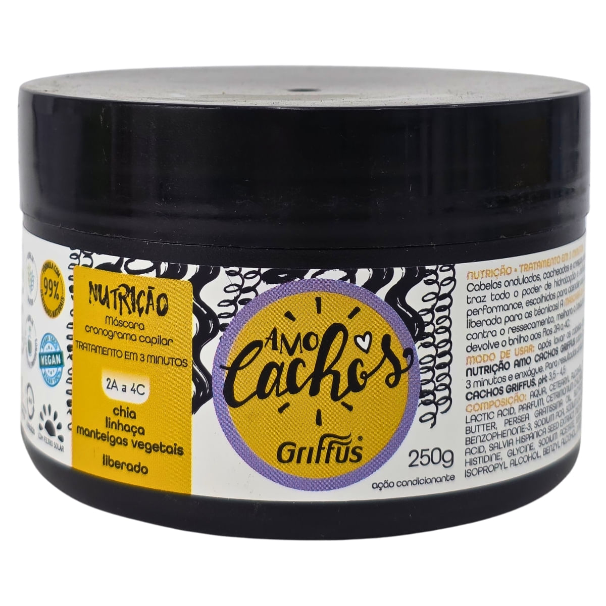 Máscara Cronograma Capilar Nutrição 2A a 4C Amo Cachos Griffus 250g