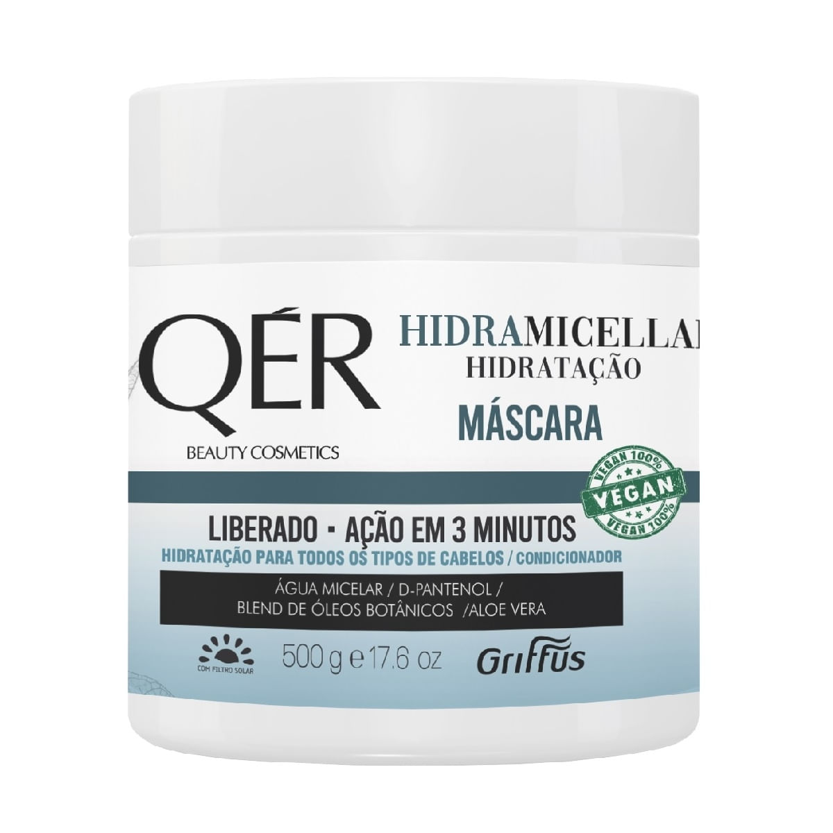 Máscara Hidratação Vegano Hidramicellar Qér Griffus 500G