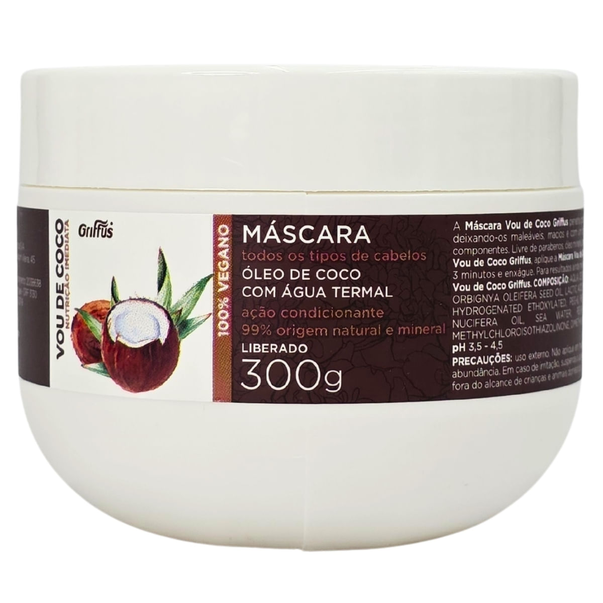 Máscara Nutrição Imediata Vegano Vou De Coco Griffus 300G