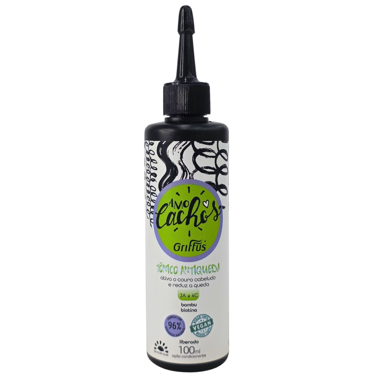 Tônico Capilar Antiqueda 2A a 4C Vegano Amo Cachos Griffus 100ml