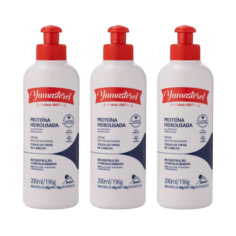 Creme Multifuncional Yamasterol Branco Proteína Hidrolisada  200ml (Kit C/03)