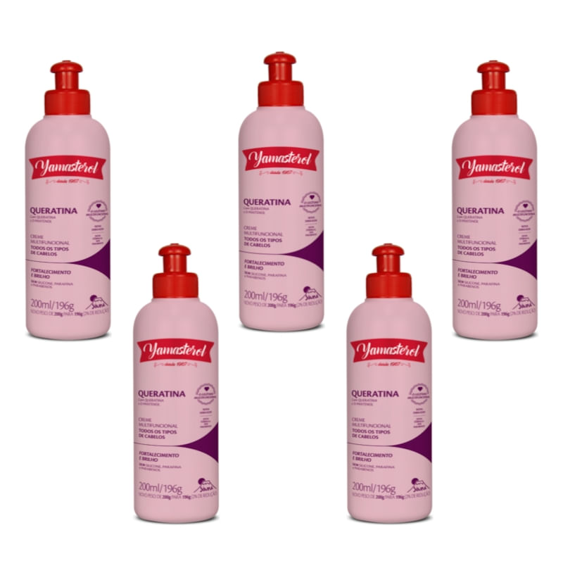 Creme Multifuncional Yamasterol Queratina 200ml Yamá (Kit C/05) - Perfumaria em Casa
