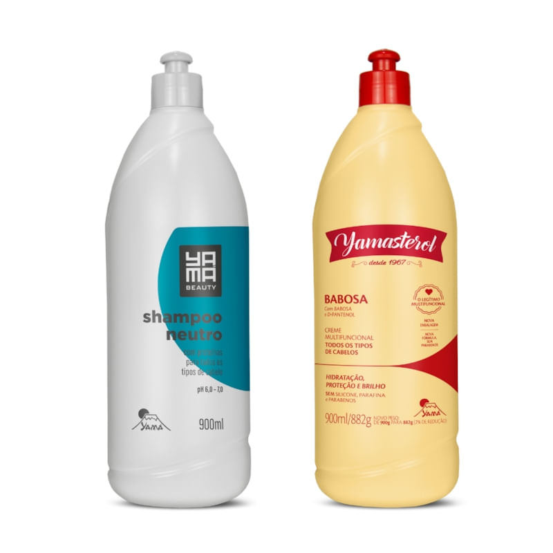 Kit  pré-poo Yamasterol Babosa e Shampoo Neutro Com Proteinas 900ml Para Reconstrução Adequado Para Todos os Tipos de Cabelo