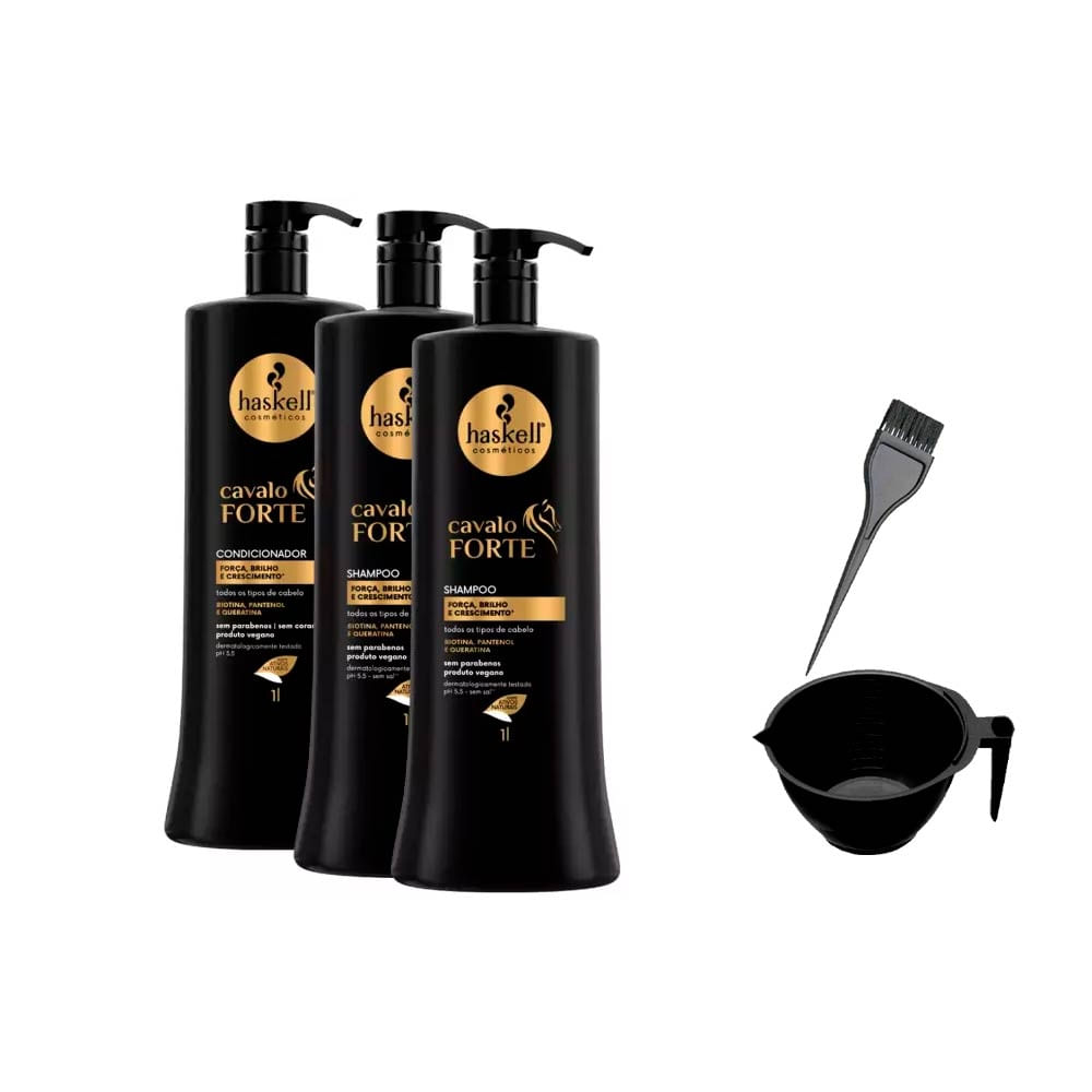 Haskell Cavalo Forte 2 Shampoo 1 Condicionador 1L +Cumbuca