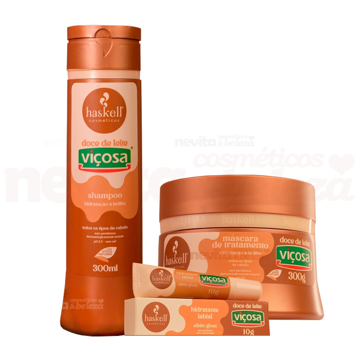Haskell Doce De Leite Shampoo Capilar + Gloss + Máscara 300G
