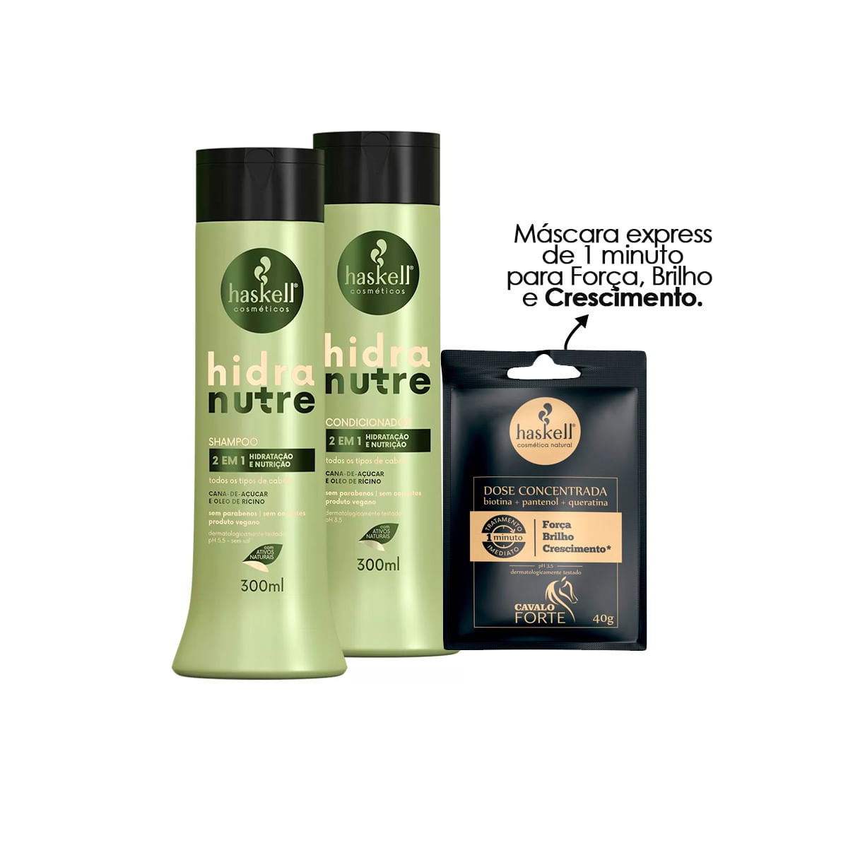 Haskell Hidranutre Shampoo + Condicionador 300Ml +Dose 40G