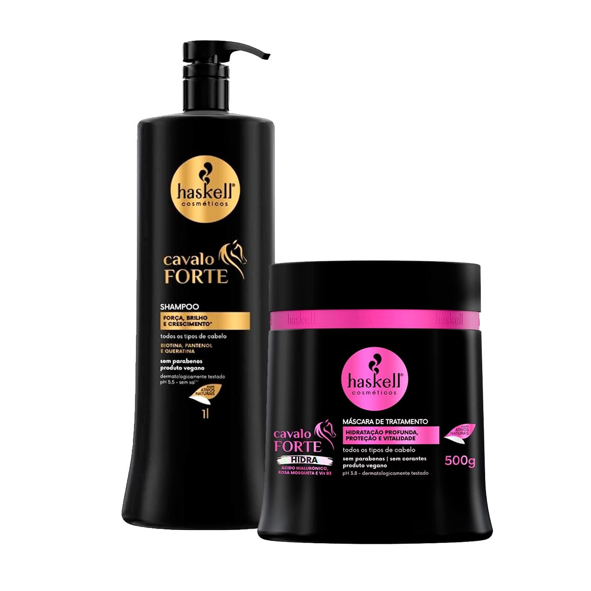 Shampoo Haskell Cavalo Forte 1L +Máscara Cavalo Forte Hidra 500G