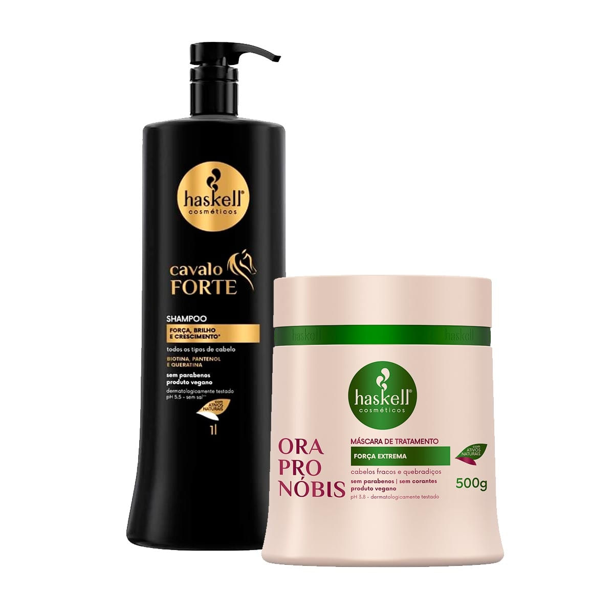 Shampoo Haskell Cavalo Forte 1L + Máscara Ora Pro Nóbis 500G