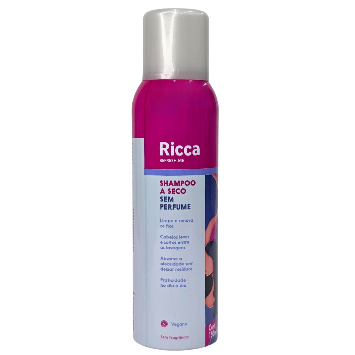 Shampoo a Seco Spray Sem Perfume Vegano Ricca Refresh Me 150ml / 90g
