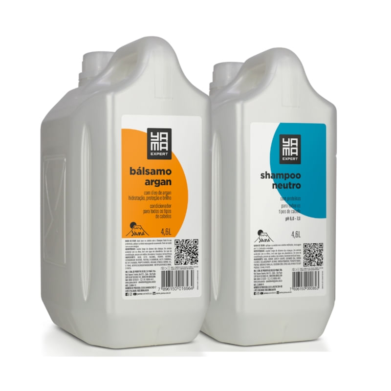 Kit Shampoo Neutro Com Proteínas  4.6L e Bálsamo Argan 4.6L Yamá