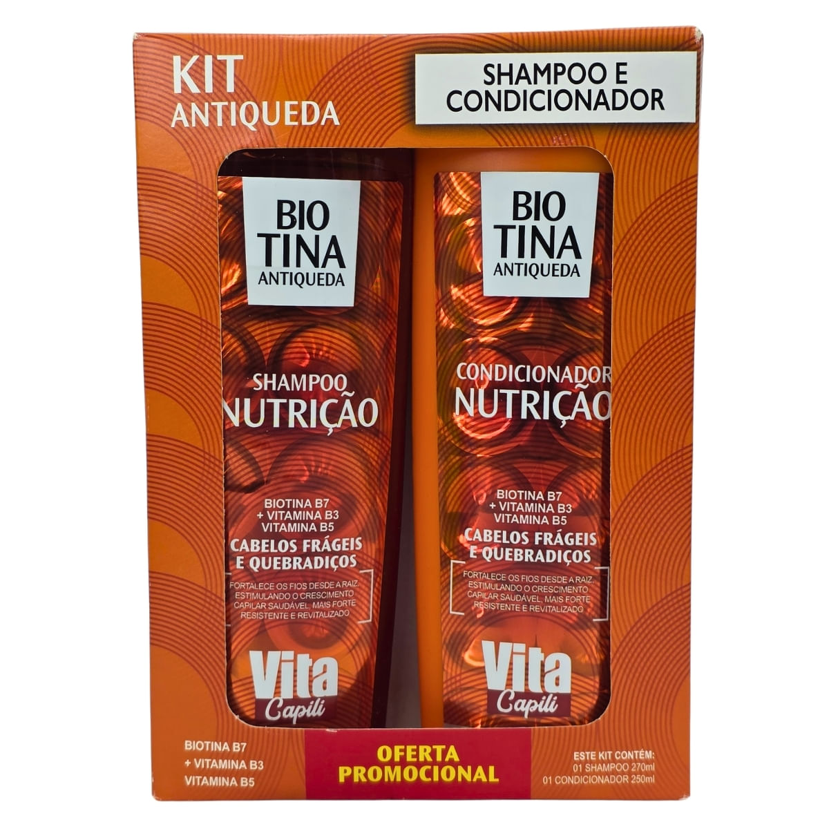 Kit Shampoo 270ml + Condicionador 250ml Nutrição Biotina & Antiqueda Muriel
