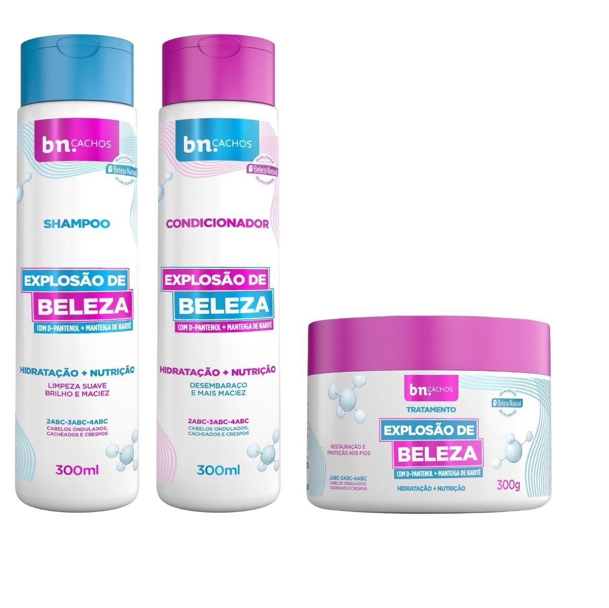 Kit Shampoo + Condicionador + Máscara de Tratamento Explosão de Beleza