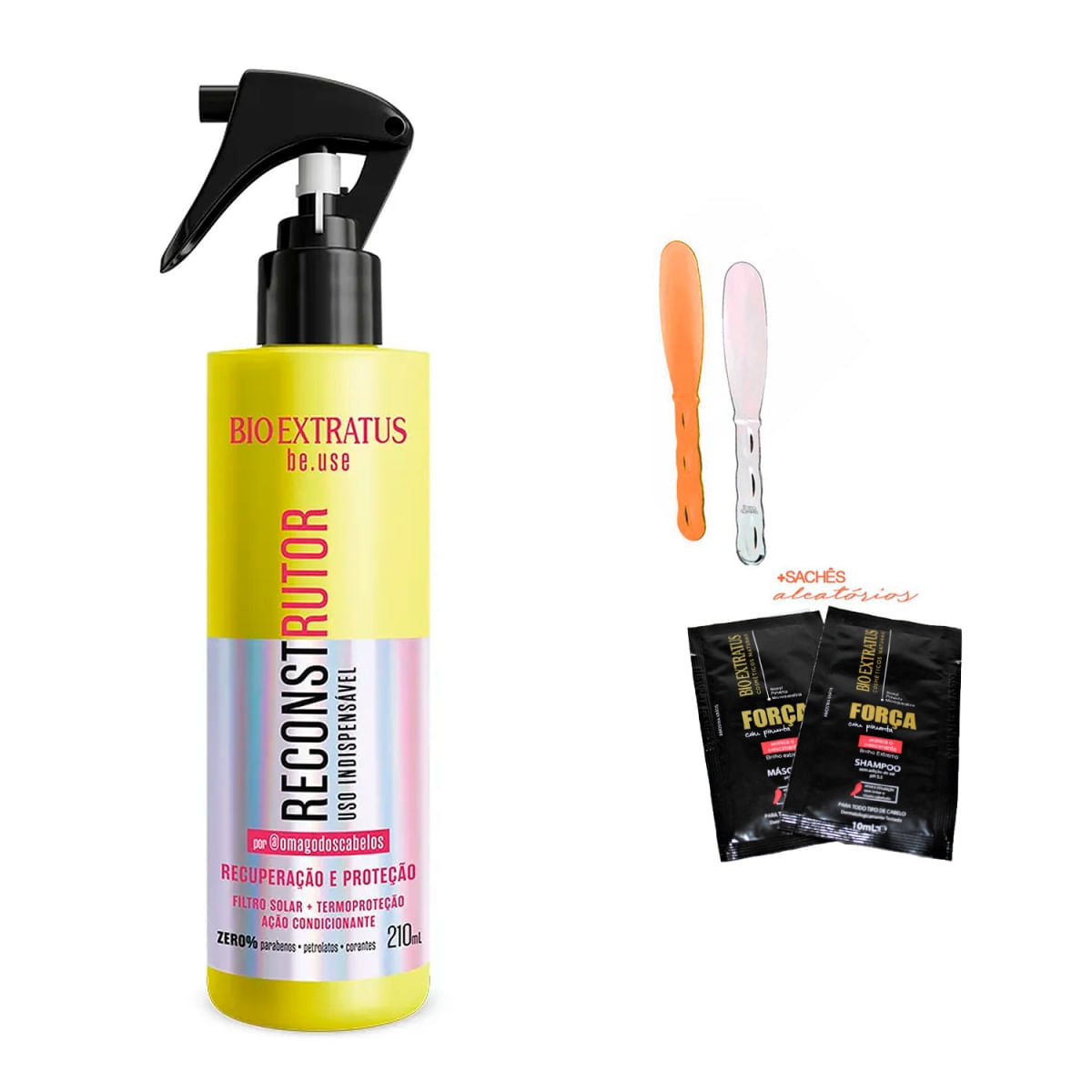Finalizador Spray Reconstrutor Be.Use 210mL Bio Extratus + 2 Espátulas/Sachê