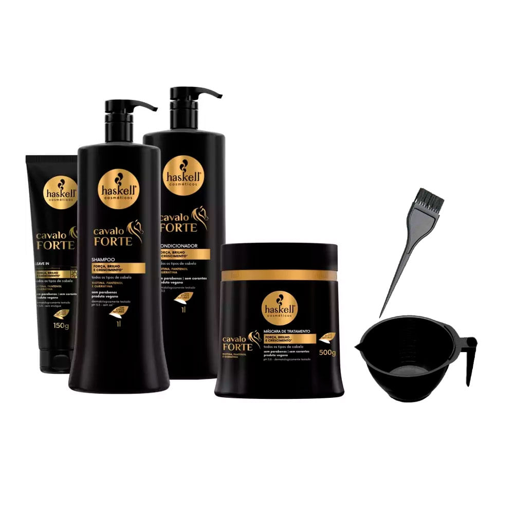 Haskell Cavalo Forte Shp Cond 1L Másc 500G + Leave +Cumbuca