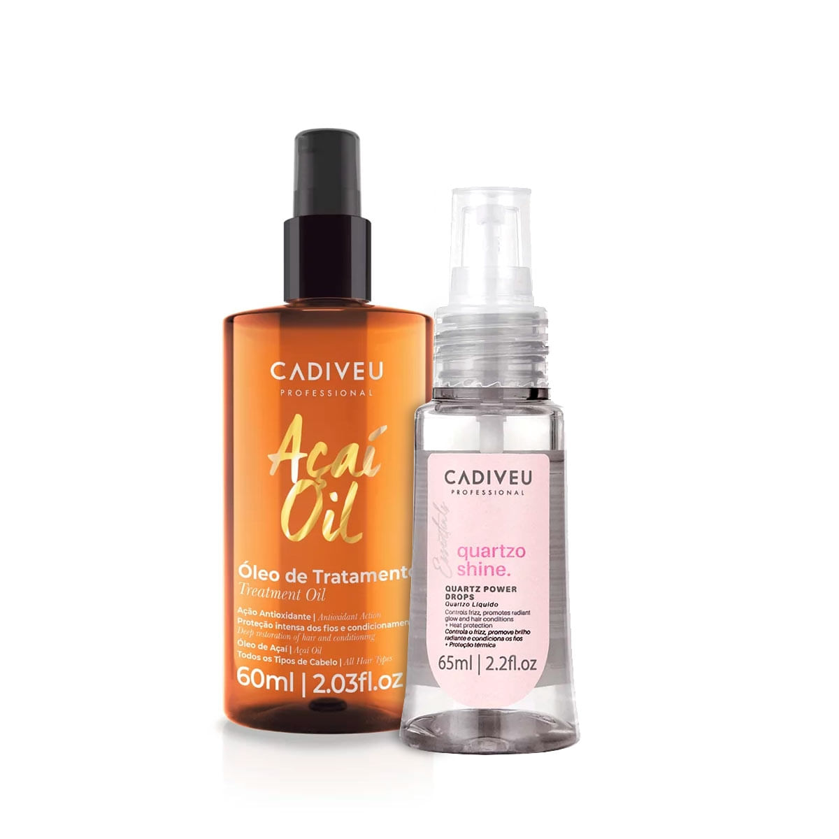 Óleo Açaí Cadiveu Repara Antifrizz +Óleo Quartzo Shine 65Ml