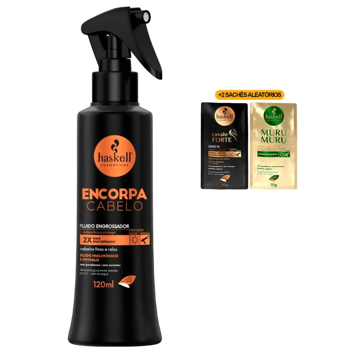 Tônico Encorpa Cabelo Haskell Original 120Ml + 2 Sachês