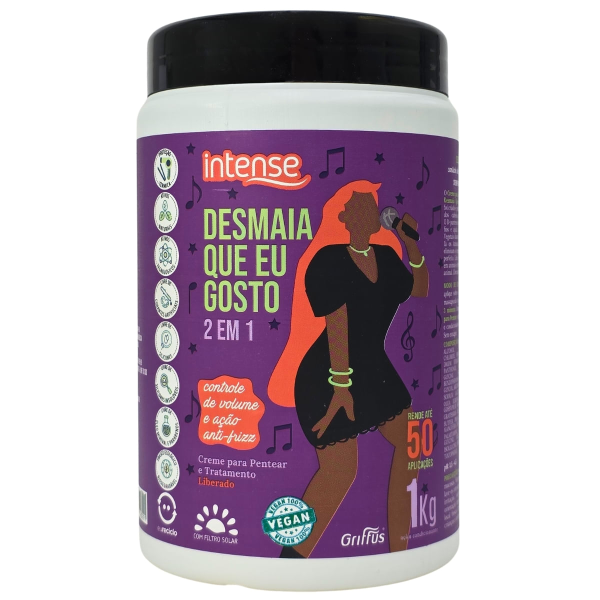 Creme Para Pentear e Tratamento 2 em 1 Desmaia Que Eu Gosto Vegano Intense Griffus 1Kg