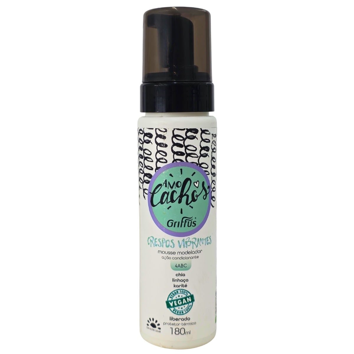 Mousse Modelador Crespos Vibrantes 4ABC Vegano Amo Cachos Griffus 180ml