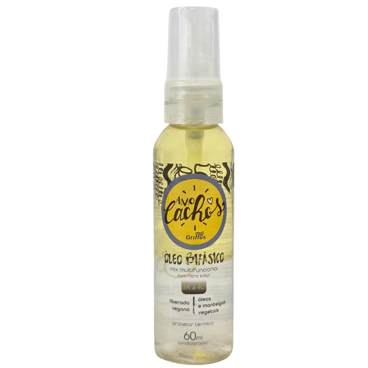 Óleo Bifásico Mix Multifuncional 2A a 4C Vegano Amo Cachos Griffus 60ml
