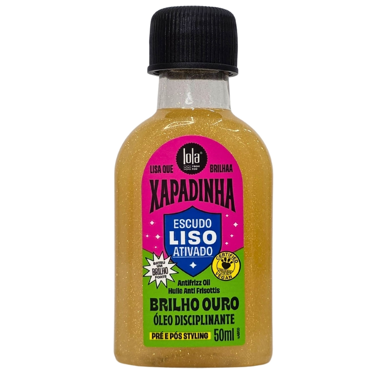 Óleo Disciplinate Brilho Ouro Escudo Liso Ativado Vegano Xapadinha Lola 50Ml