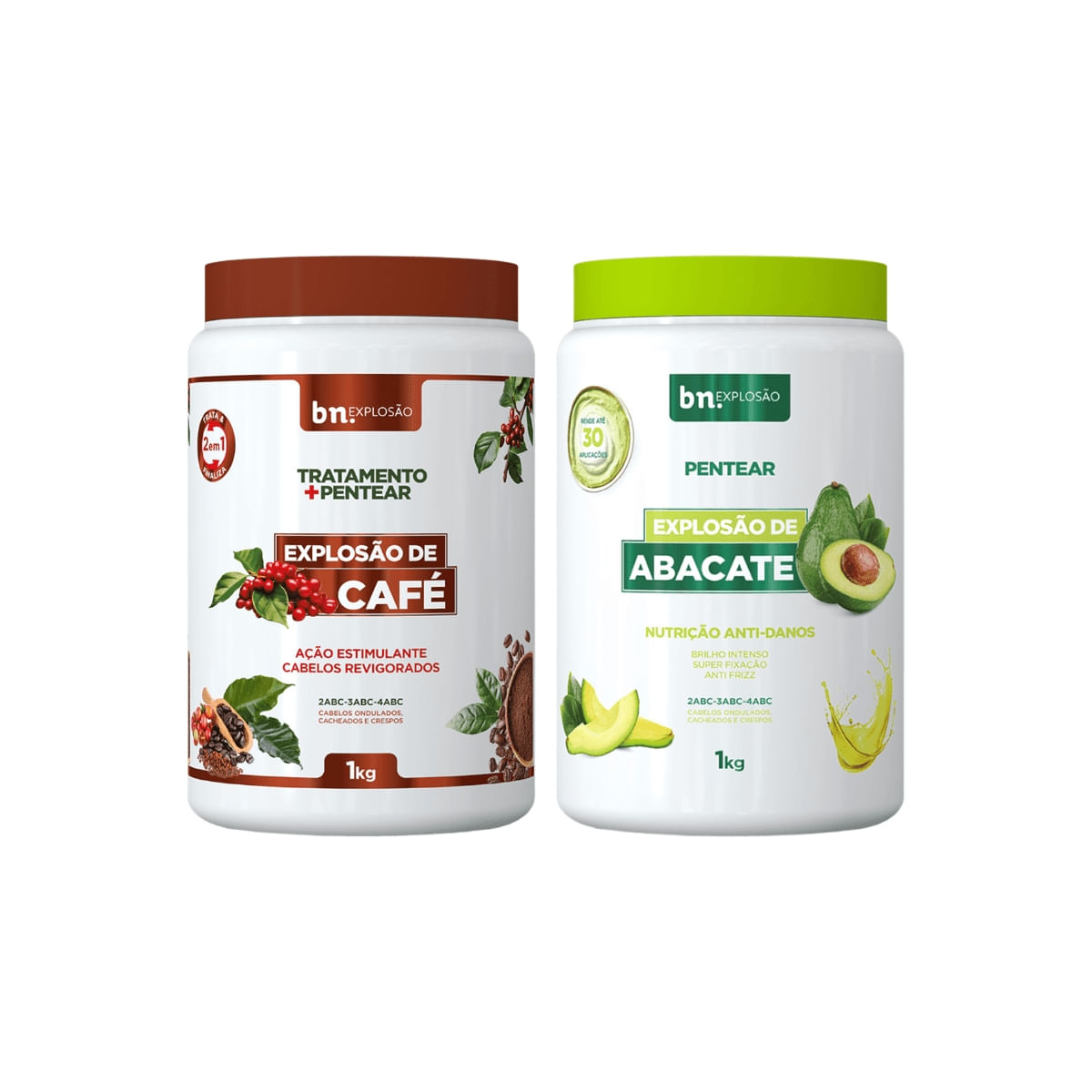 Kit Creme de Pentear de Café + Creme de Pentear de Abacate 1Kg (2 itens)