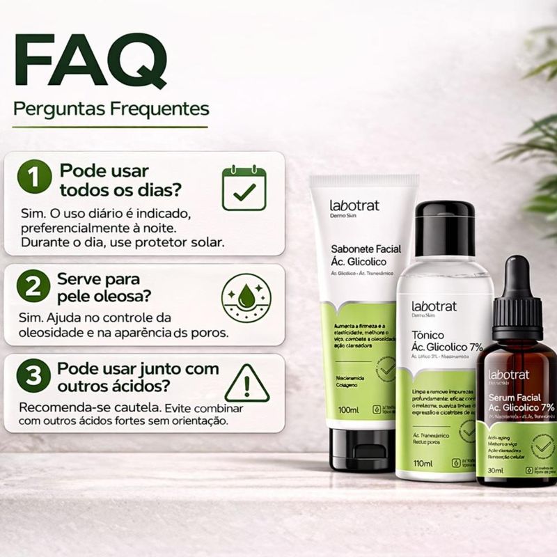Kit Facial Labotrat Dermo Skin Ácido Glicólico: Sabonete, Tônico e