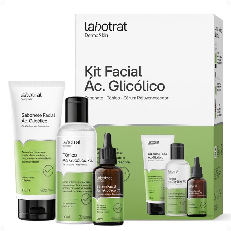 Kit Facial Labotrat Dermo Skin Ácido Glicólico: Sabonete, Tônico e