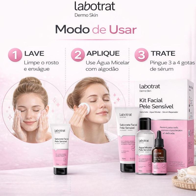 Kit Facial Labotrat Dermo Skin Pele Sensível: Sabonete, Tônico e