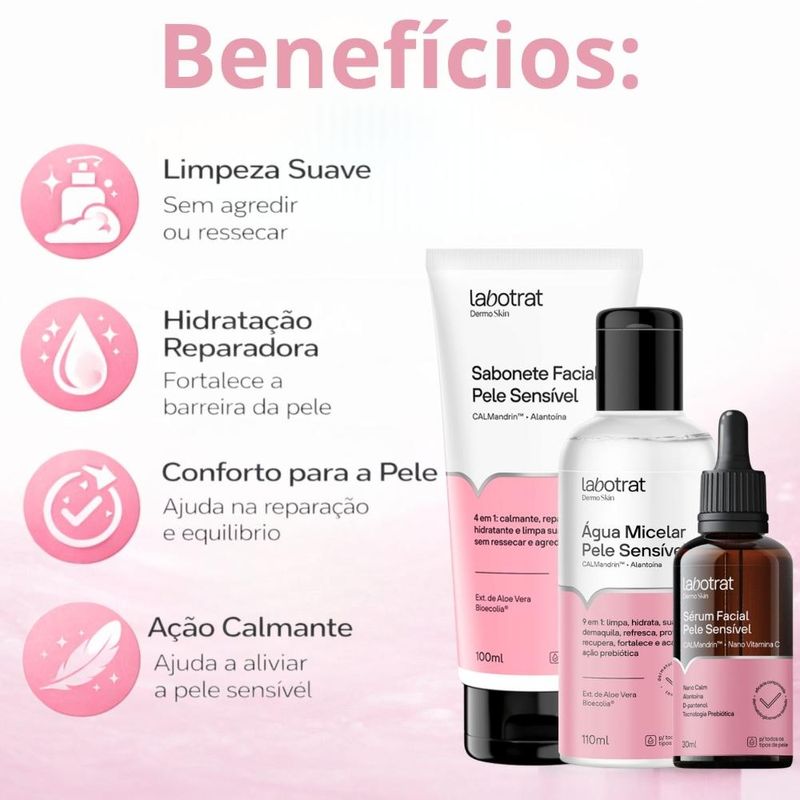 Kit Facial Labotrat Dermo Skin Pele Sensível: Sabonete, Tônico e