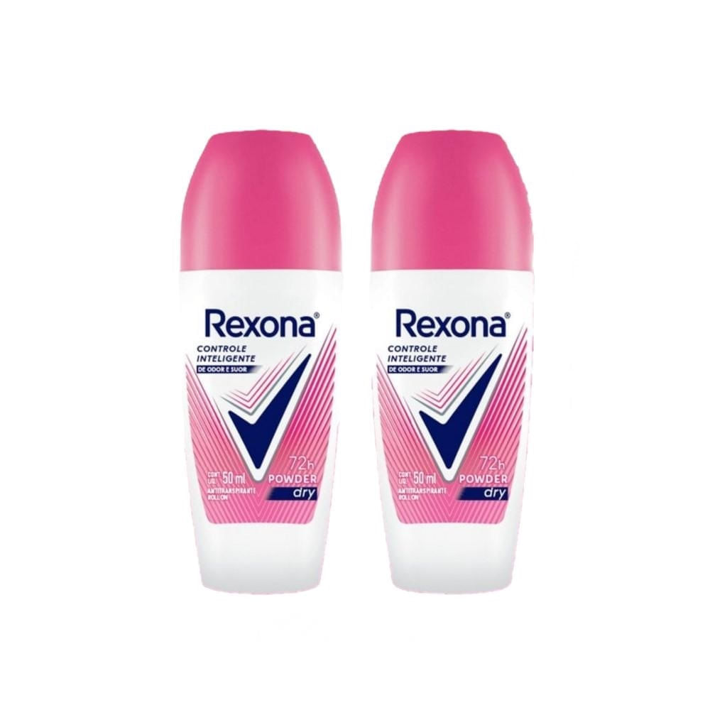 Kit Desodorante Roll-on Rexona Powder Dry 2 Unidades 50ml Cada