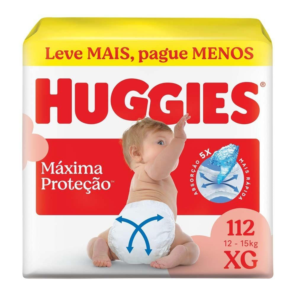 Fralda Descartável Huggies Máxima Proteção XG 12 a 15kg 112 Unidades
