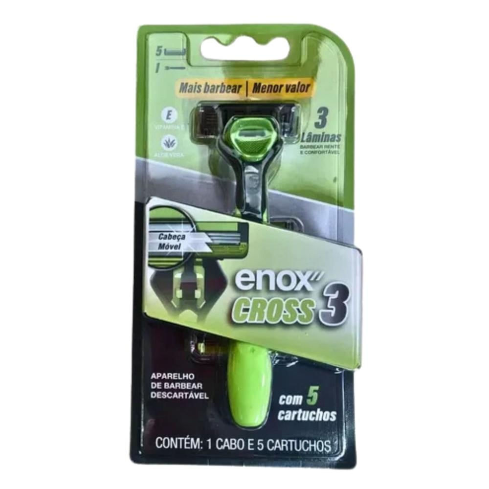 Aparelho De Barbear Enox Cross 3 Com 5 Cartuchos