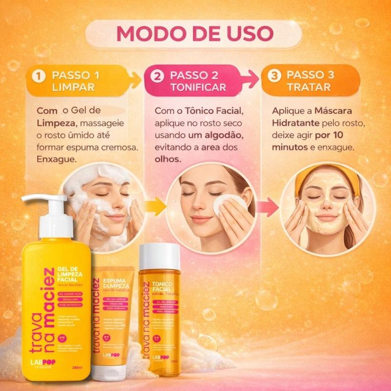 Kit LabPop by Labotrat Trava na Maciez: Gel de Limpeza, Tônico