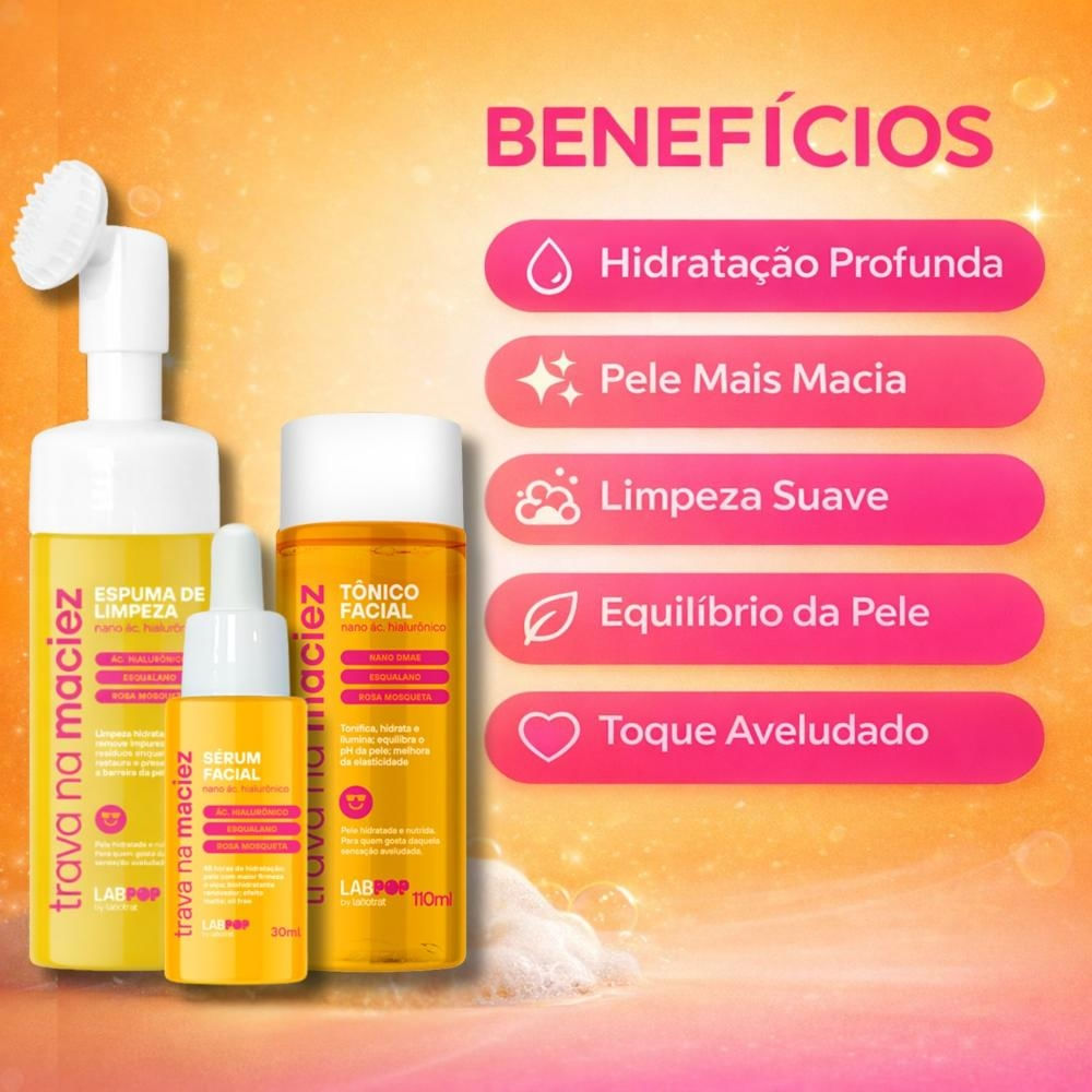 Kit LabPop by Labotrat Trava na Maciez: Espuma de Limpeza, Tônico