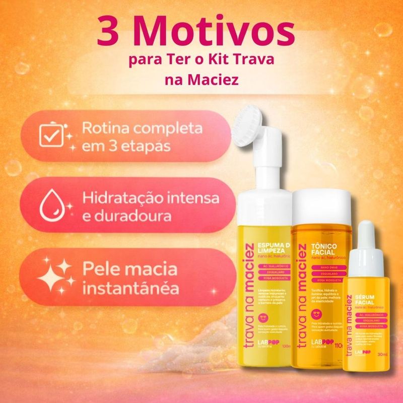 Kit LabPop by Labotrat Trava na Maciez: Espuma de Limpeza, Tônico