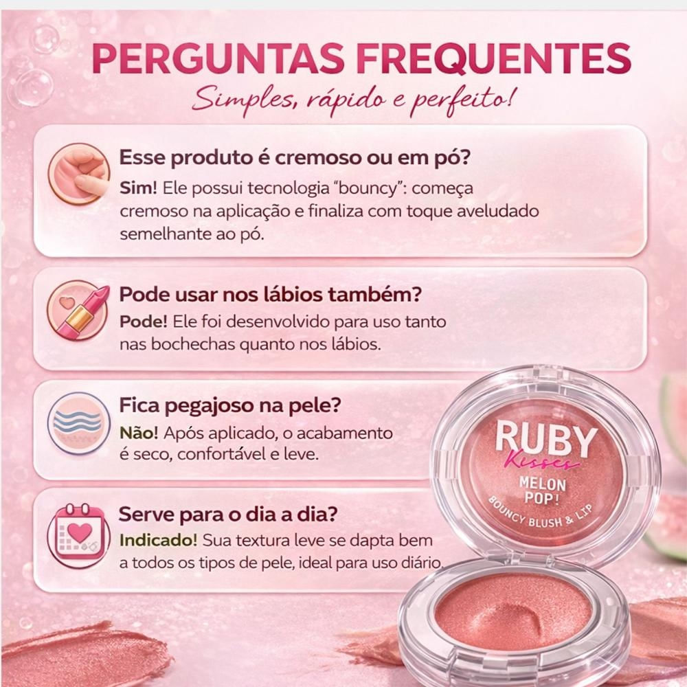 Blush e Lip Bouncy Ruby Kisses Melon Pop! Mauve Mbb01bb - Época