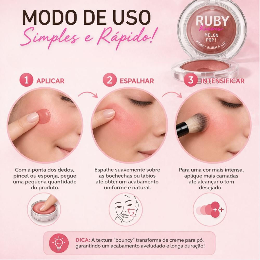 Blush e Lip Bouncy Ruby Kisses Melon Pop! Mauve Mbb01bb - Época