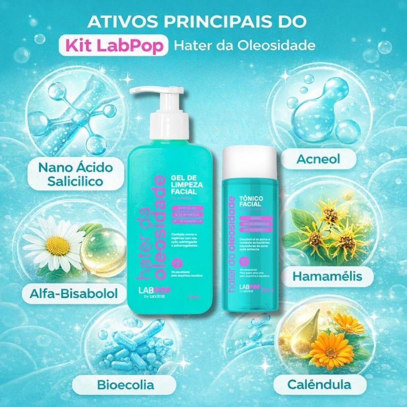 Kit LabPop by Labotrat Hater da Oleosidade: Gel de Limpeza 240ml e