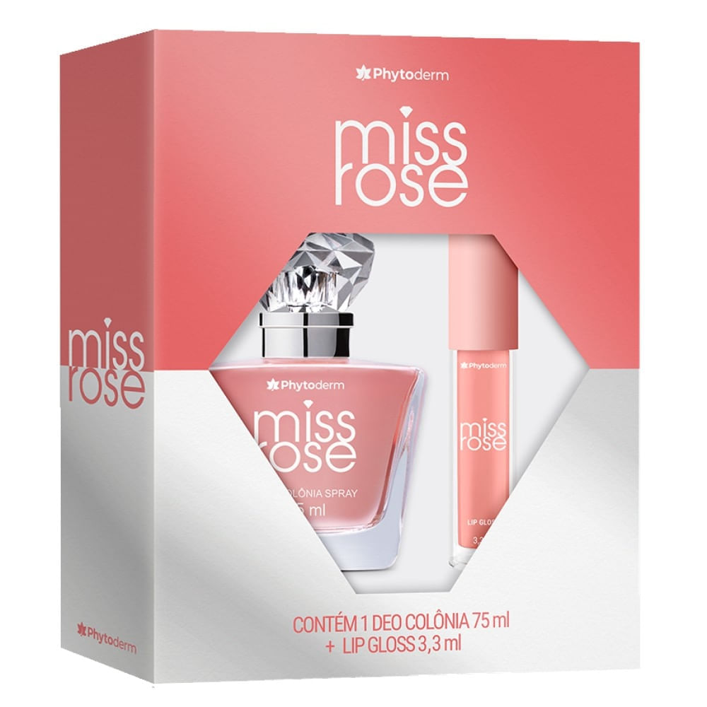 Kit Phytoderm Miss Rose Deo Colônia 75ml + Lip Gloss 3,3ml