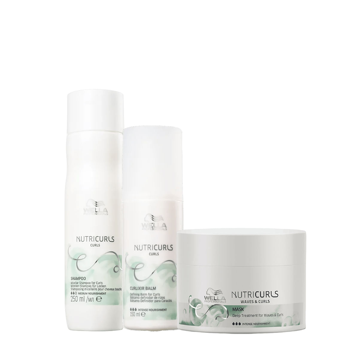Kit Nutricurls Shampoo, Máscara e Leave-in - Wella