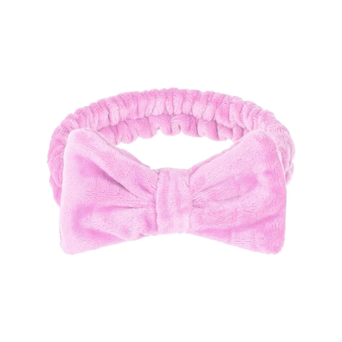 Faixa de Pelúcia Laço Para Skincare/Maquiagem Beleza Express - rosa claro