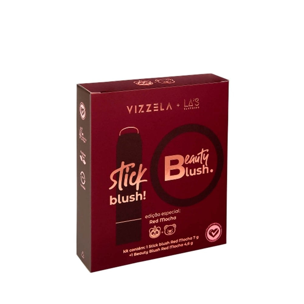 Kit Blushes Vizzela Beauty Red Mocha Las