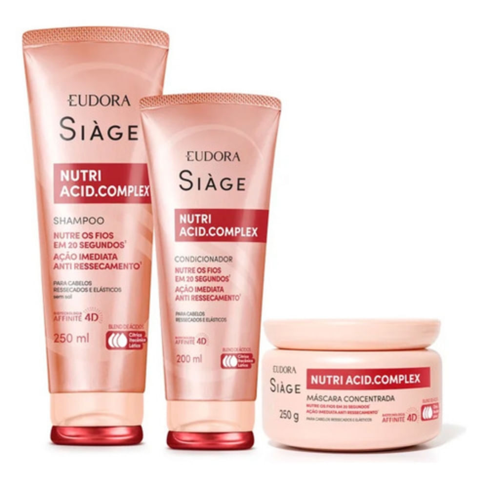 Kit Shampoo 250Ml + Condic. 200Ml + Másc. Nutri Acid | Eudora