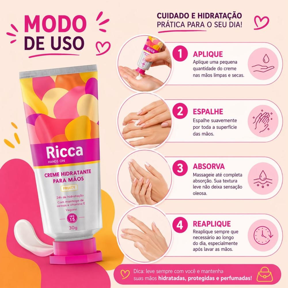 RICCA Placenta Rich Cream 30g 2個セット Creme Hidratante para Mãos Ricca Hands On Fps 15 Fruity 30g Cód