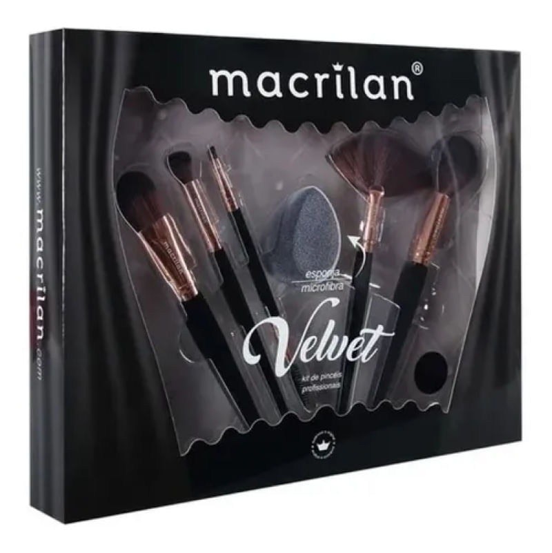Kit 5 Pinceis Profissionais Macrilan + Esponja De Microfibra