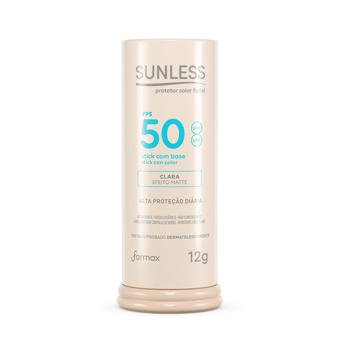 Protetor Solar  Facial Stick Sunless Fps 50 Com Base Clara 12Gr