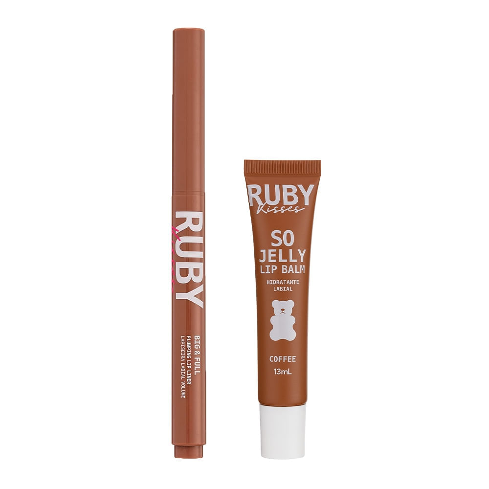 Lip Balm So Jelly Coffe + Lapiseira Labial Volume Big & Full Nude Beige - Ruby Kisses