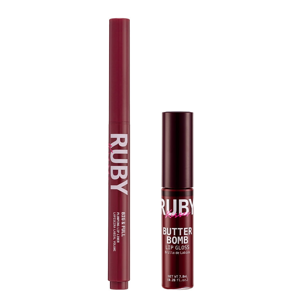 Butter Bomb Gloss Savage + Lapiseira Labial Volume Big & Full Red Wine - Ruby Kisses