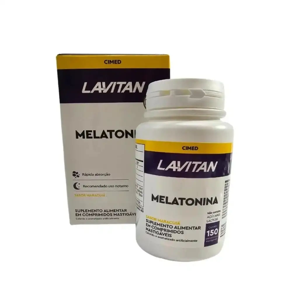 Suplemento Melatonina Sabor Maracujá Com 150 Comprimidos Mastigaveis Lavitan