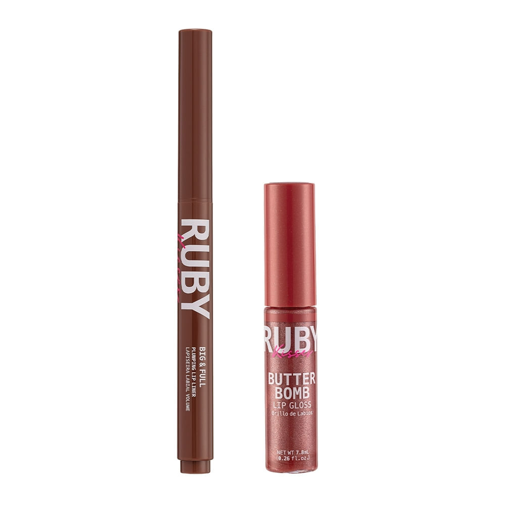 Butter Bomb Gloss PillowTalk + Lapiseira Labial Volume Big & Full Nude - Ruby Kisses